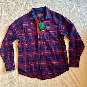 Orvis Men's Heavy Weight Plaid Shirt - Sangria Red and Blue